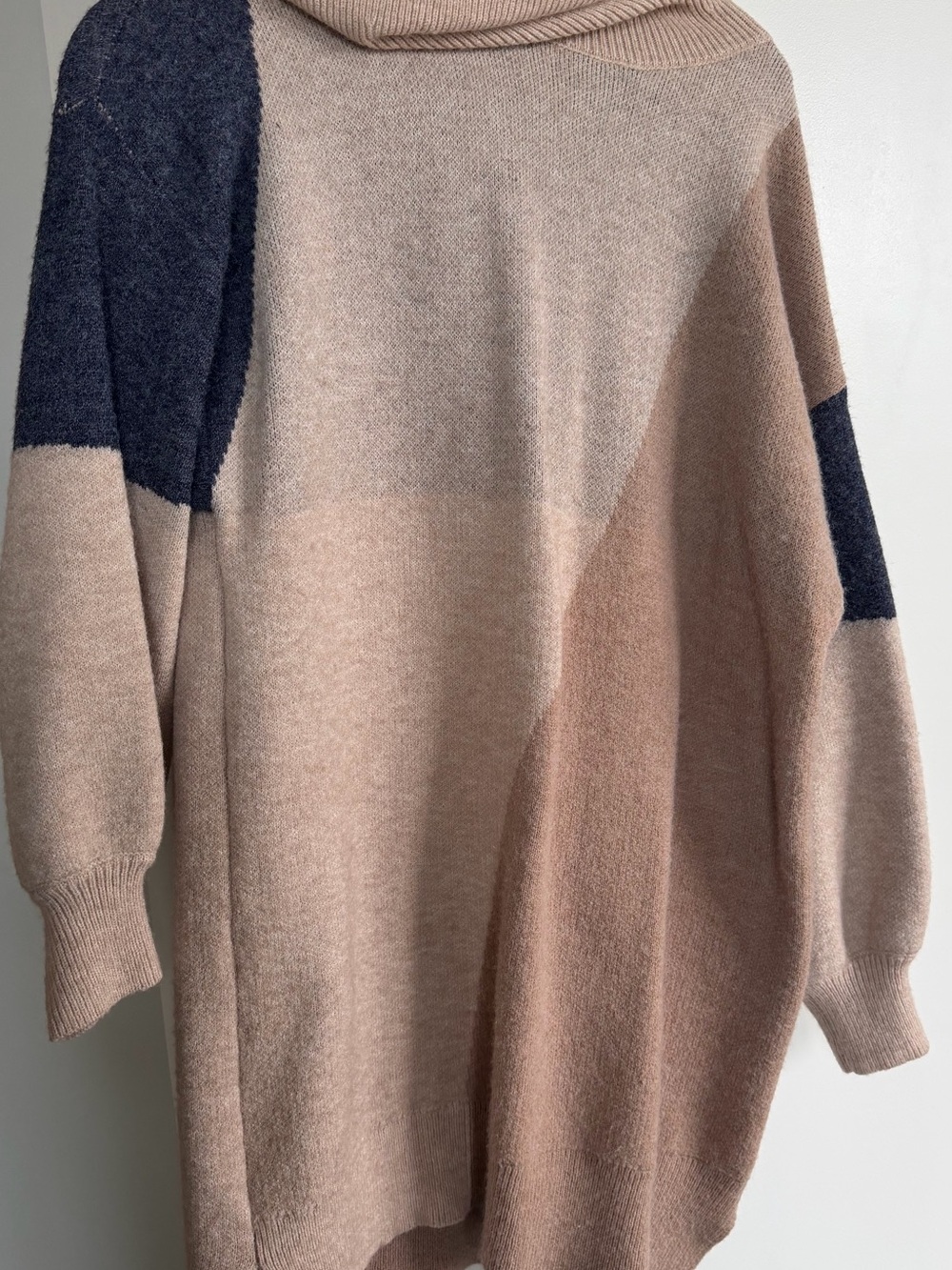 Blu Pepper Colorblock Cowl Tunic Sweater in Blush and Navy